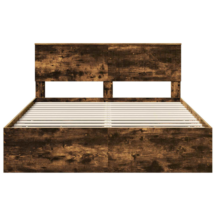 Sengestel med skuffe Røget eg 150 x 200 cm Ingeniørtræ