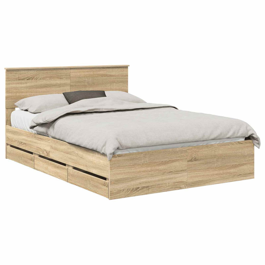 Sengestel med skuffe Sonoma eg 140 x 200 cm Ingeniørtræ