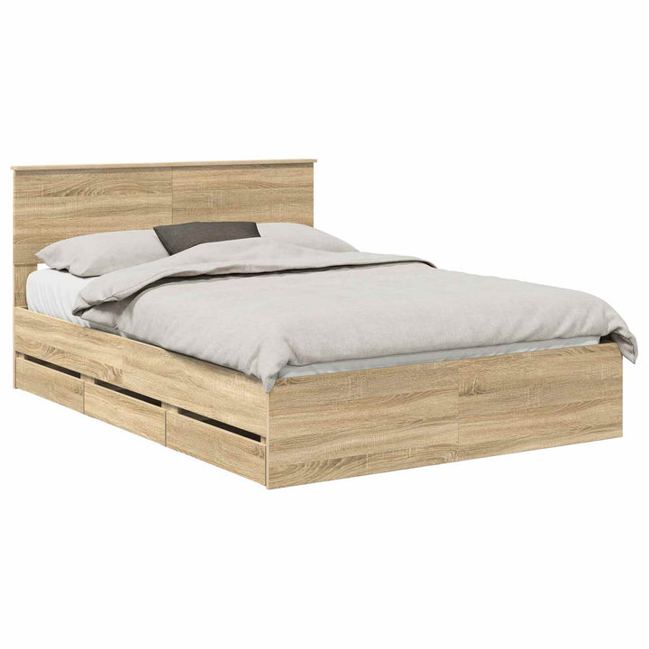 Sengestel med skuffe Sonoma eg 140 x 200 cm Ingeniørtræ
