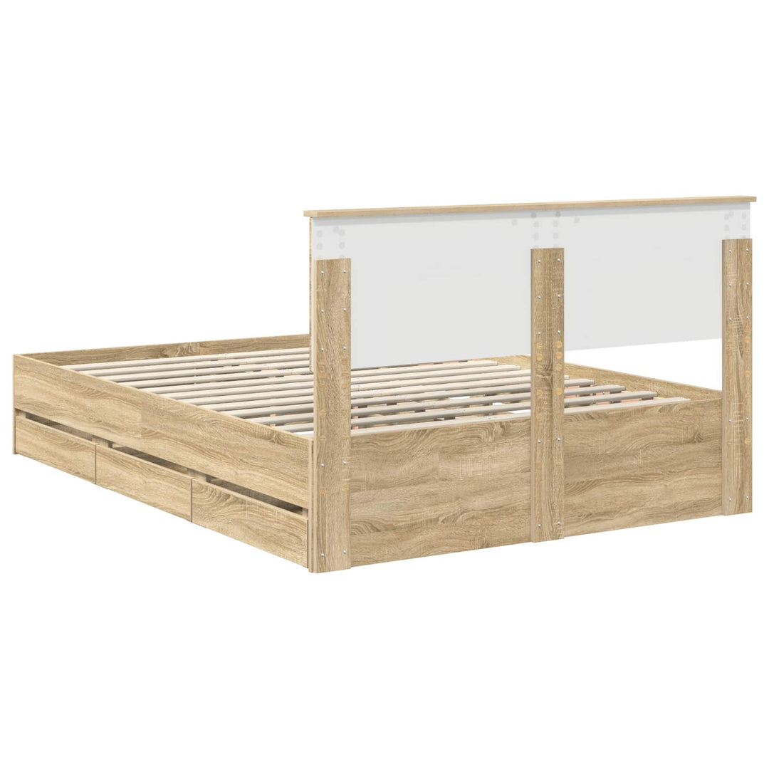 Sengestel med skuffe Sonoma eg 140 x 200 cm Ingeniørtræ
