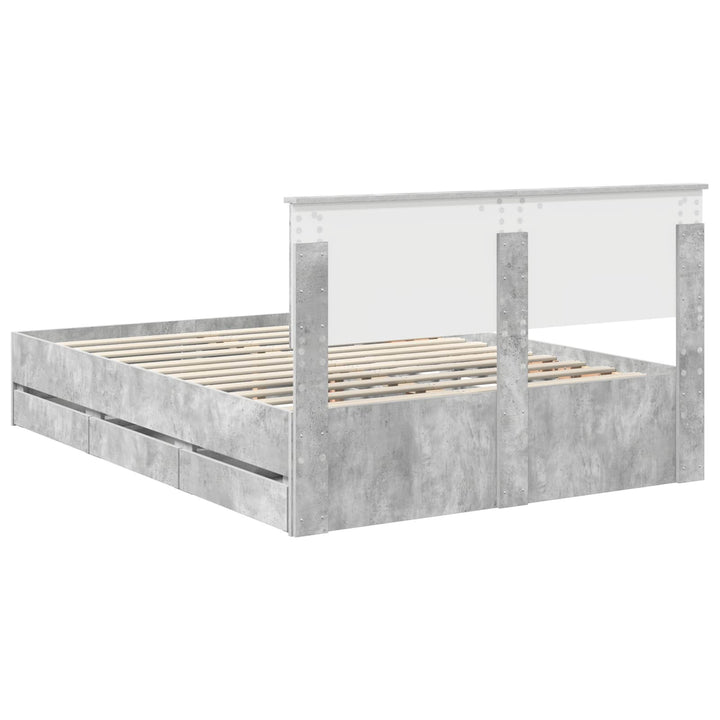 Sengestel med skuffe Beton Grå 140 x 200 cm Ingeniørtræ