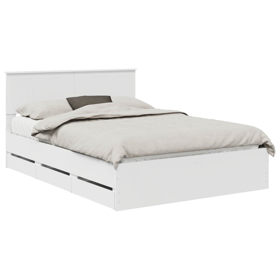 Sengestel med skuffe Hvid 140 x 190 cm Ingeniørtræ