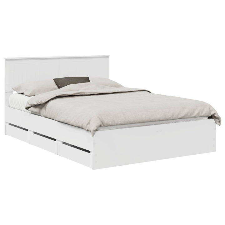Sengestel med skuffe Hvid 140 x 190 cm Ingeniørtræ