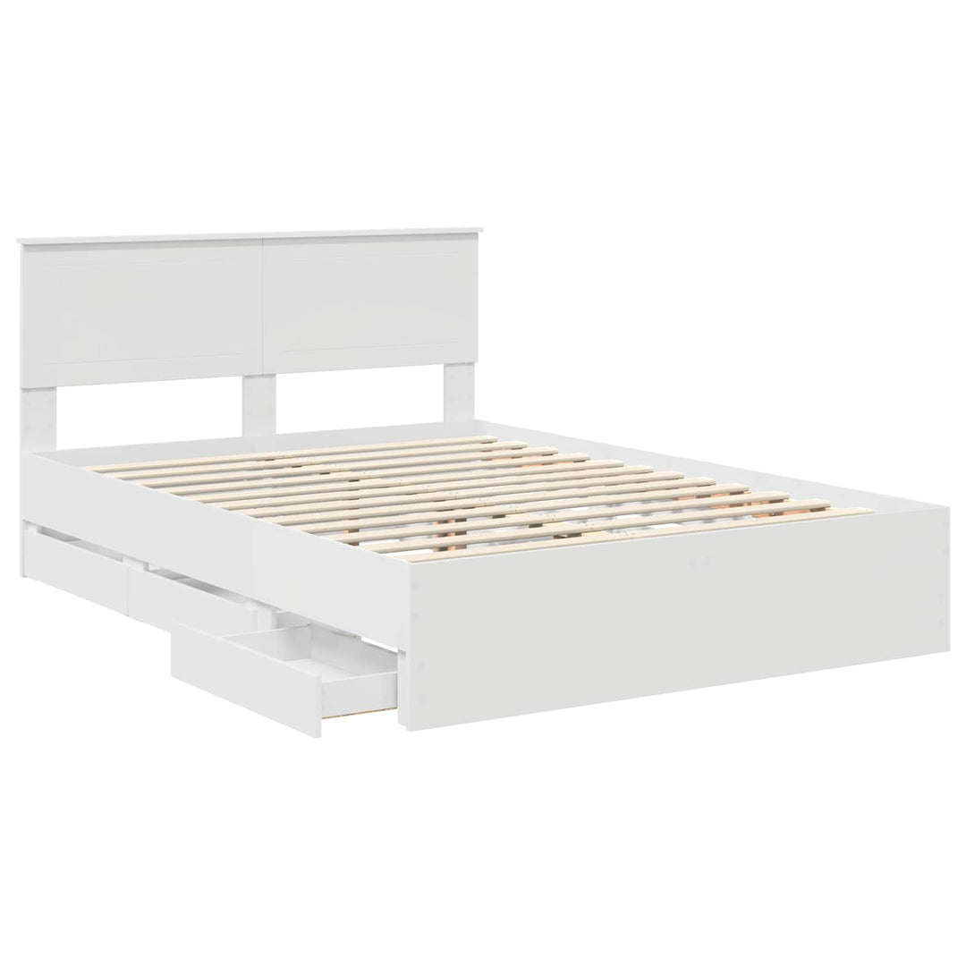 Sengestel med skuffe Hvid 140 x 190 cm Ingeniørtræ