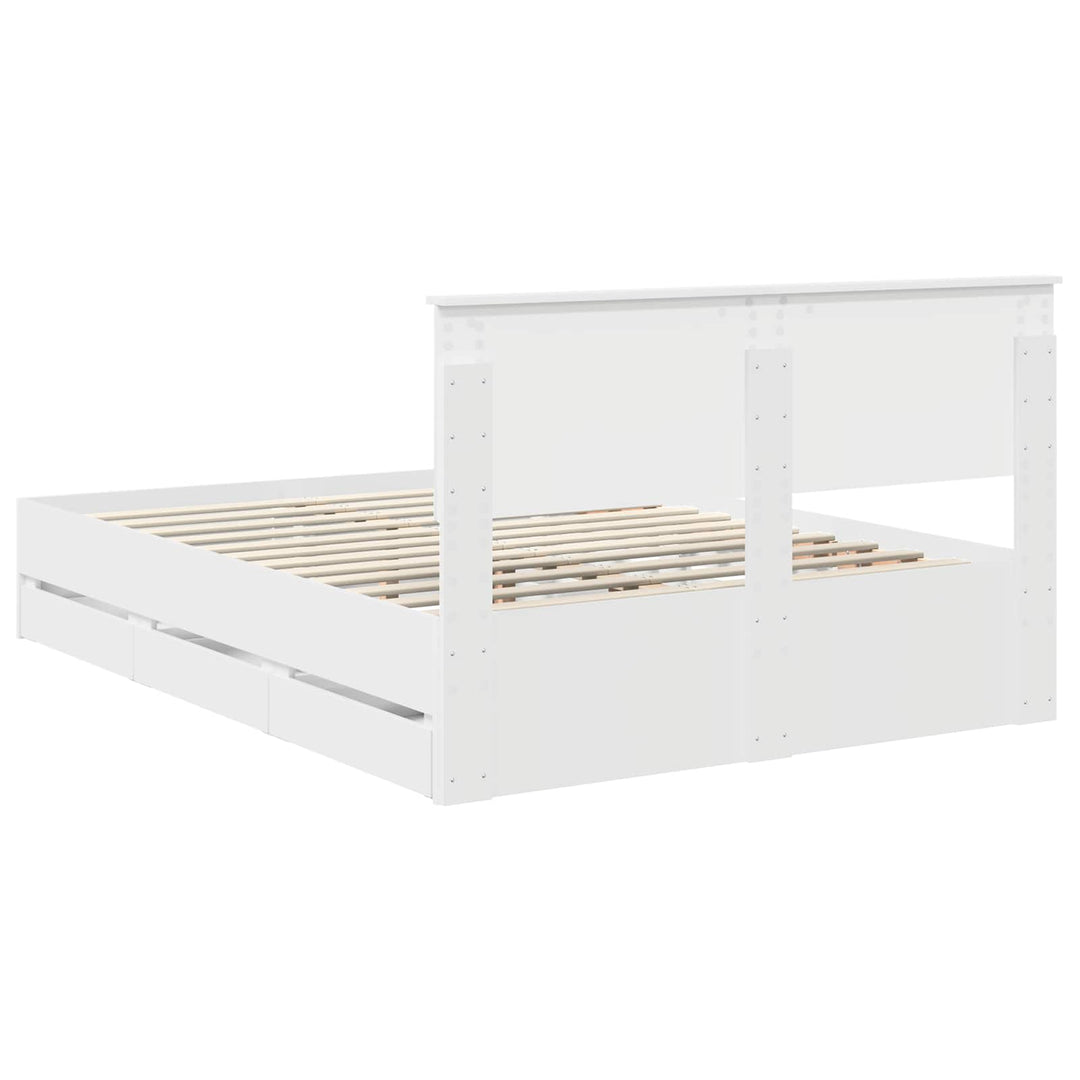 Sengestel med skuffe Hvid 140 x 190 cm Ingeniørtræ