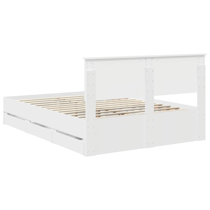 Sengestel med skuffe Hvid 140 x 190 cm Ingeniørtræ