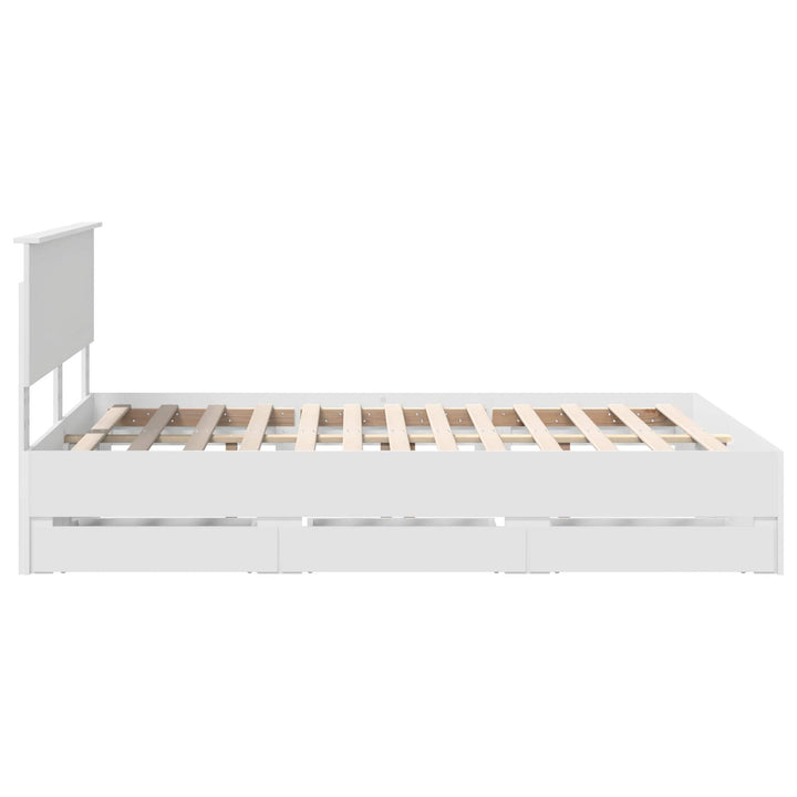 Sengestel med skuffe Hvid 140 x 190 cm Ingeniørtræ