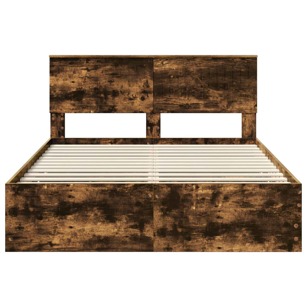 Sengestel med skuffe Røget eg 135 x 190 cm Ingeniørtræ
