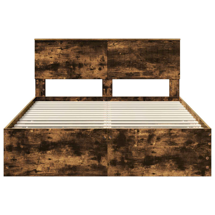 Sengestel med skuffe Røget eg 135 x 190 cm Ingeniørtræ