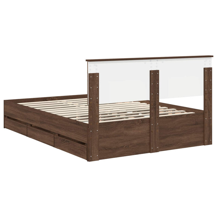 Sengestel med skuffe Brun eg 135 x 190 cm Ingeniørtræ