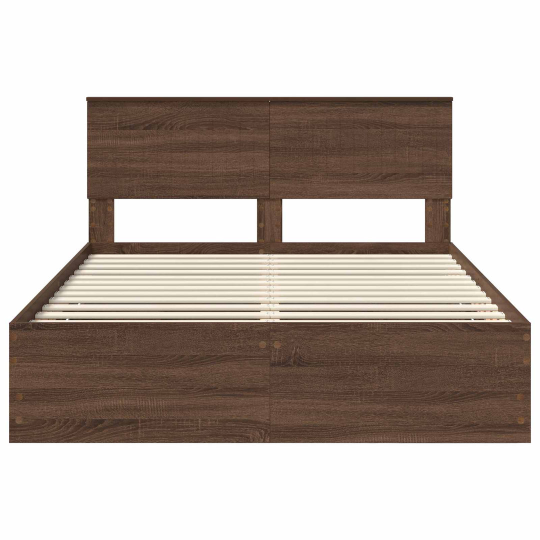 Sengestel med skuffe Brun eg 135 x 190 cm Ingeniørtræ
