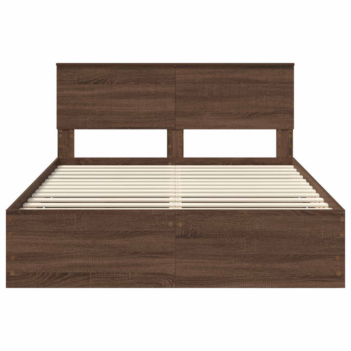 Sengestel med skuffe Brun eg 135 x 190 cm Ingeniørtræ