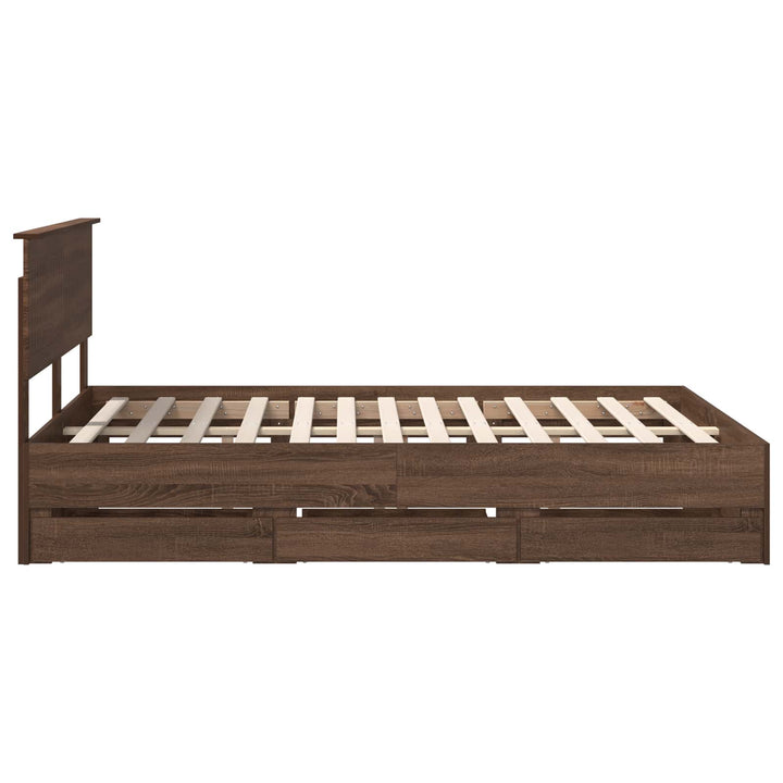 Sengestel med skuffe Brun eg 135 x 190 cm Ingeniørtræ