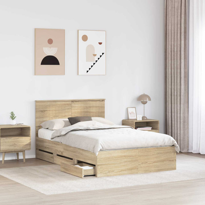 Sengestel med skuffe Sonoma eg 120 x 190 cm Ingeniørtræ