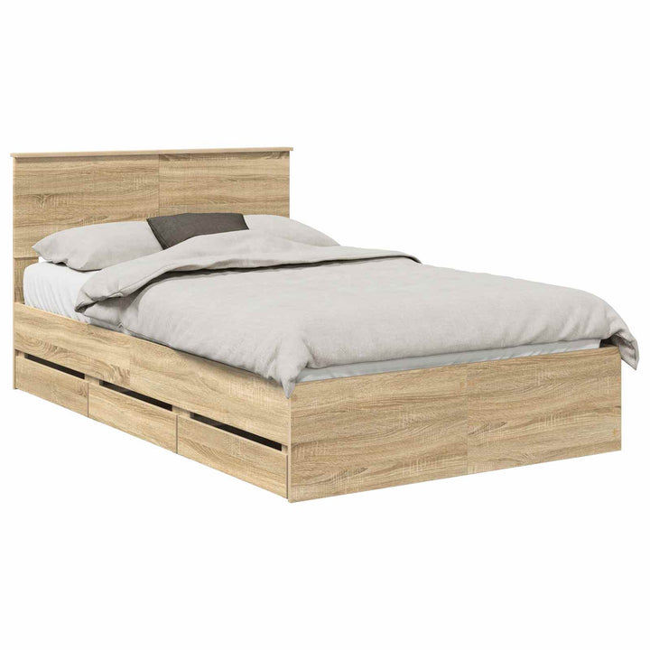 Sengestel med skuffe Sonoma eg 120 x 190 cm Ingeniørtræ