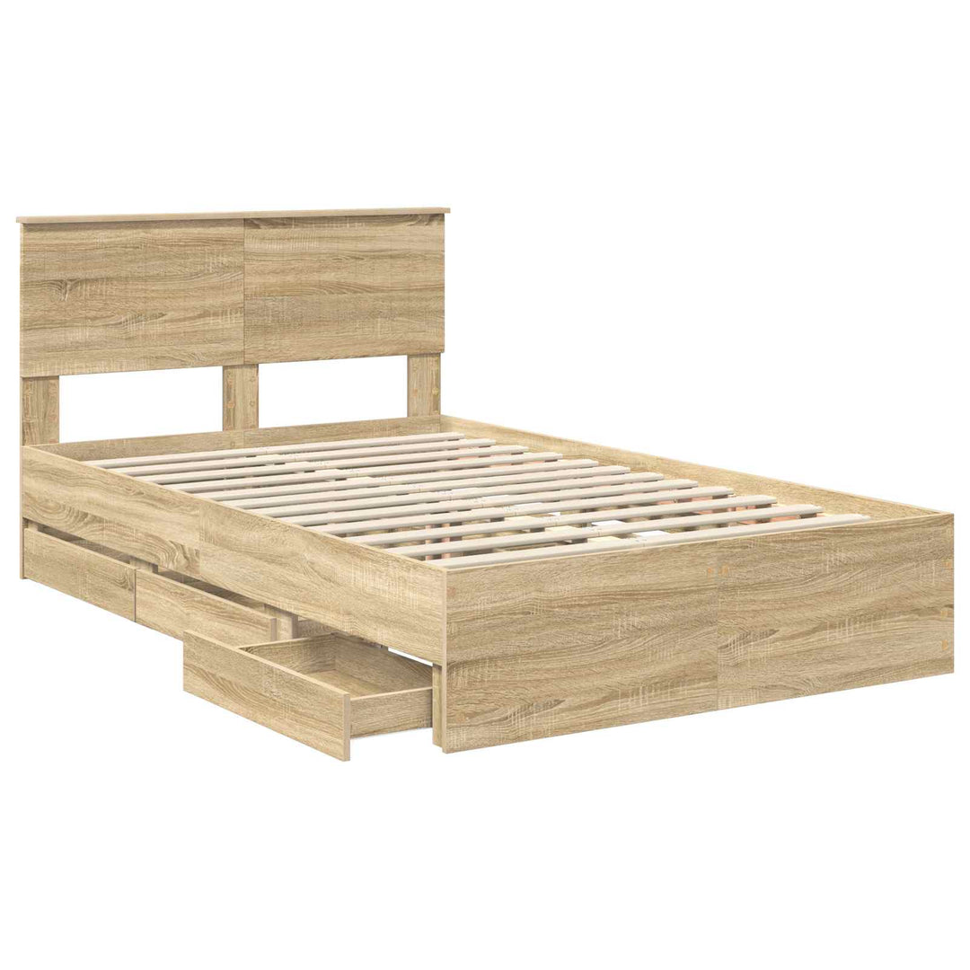 Sengestel med skuffe Sonoma eg 120 x 190 cm Ingeniørtræ