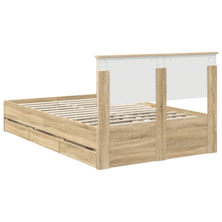 Sengestel med skuffe Sonoma eg 120 x 190 cm Ingeniørtræ