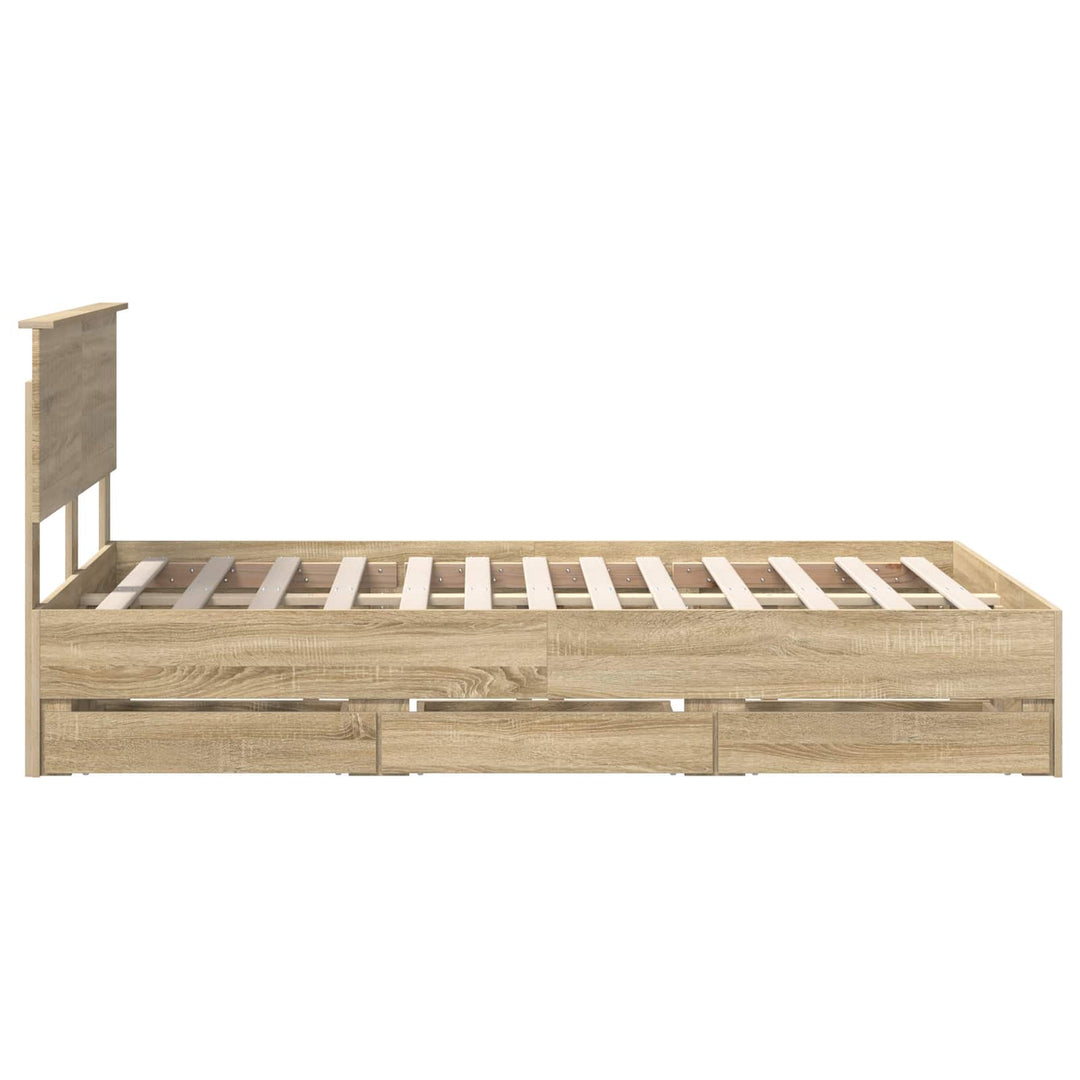 Sengestel med skuffe Sonoma eg 120 x 190 cm Ingeniørtræ