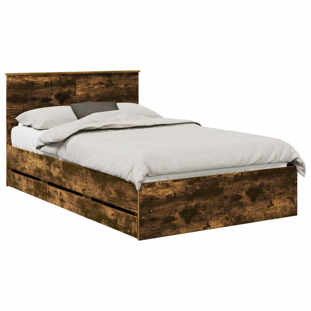 Sengestel med skuffe Røget eg 120 x 190 cm Ingeniørtræ