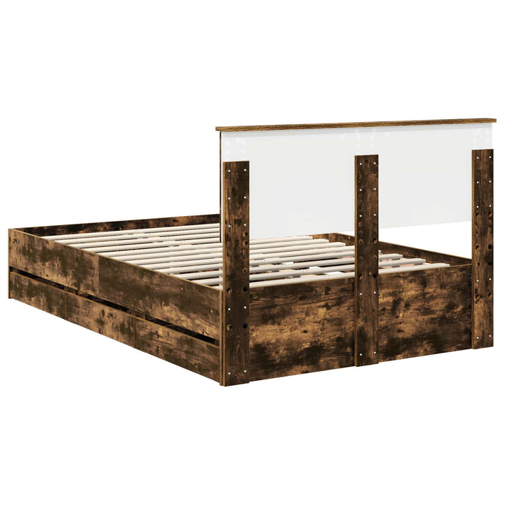Sengestel med skuffe Røget eg 120 x 190 cm Ingeniørtræ