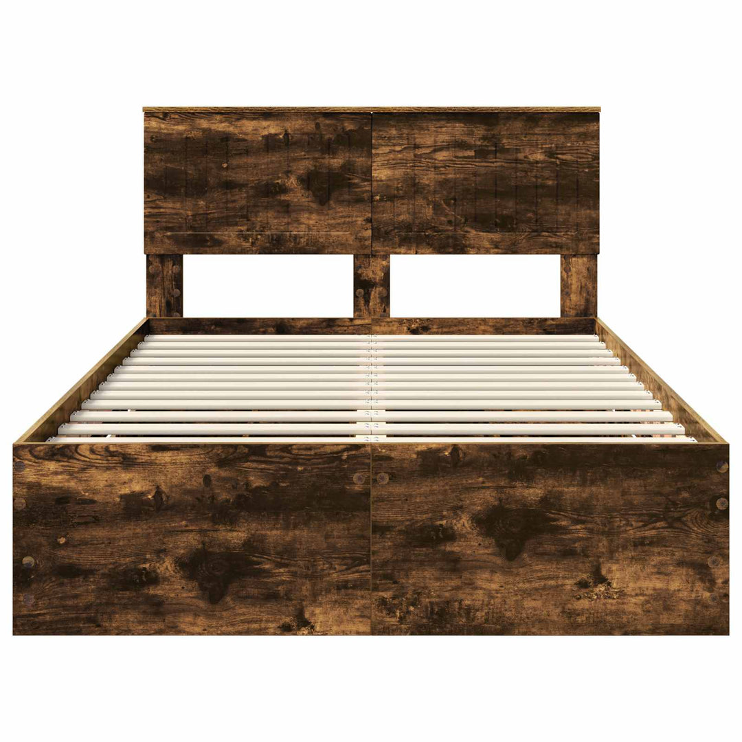 Sengestel med skuffe Røget eg 120 x 190 cm Ingeniørtræ