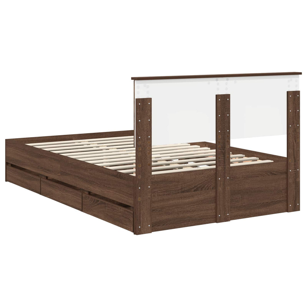 Sengestel med skuffe Brun eg 120 x 190 cm Ingeniørtræ