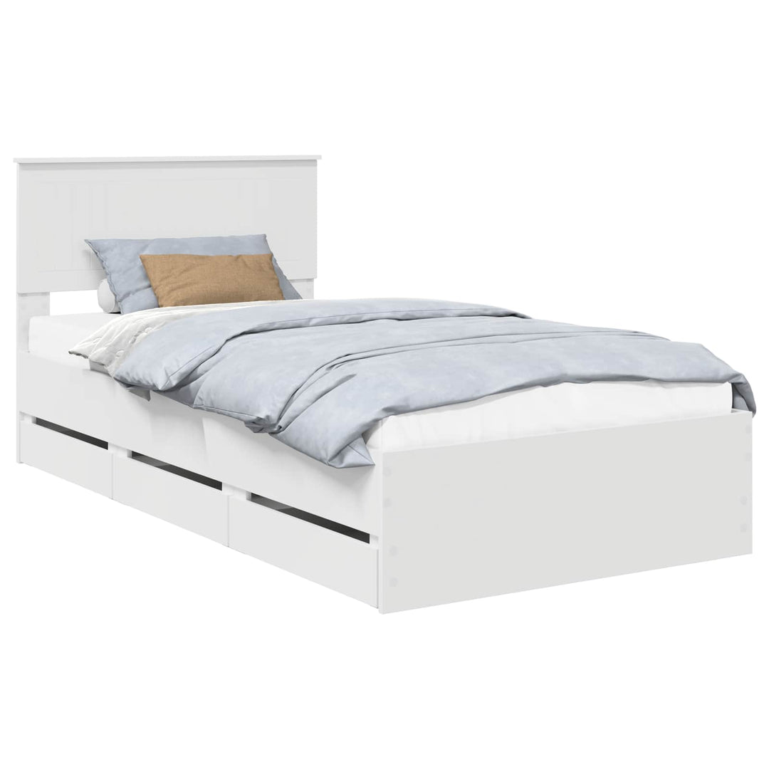 Sengestel med skuffe Hvid 100 x 200 cm Ingeniørtræ