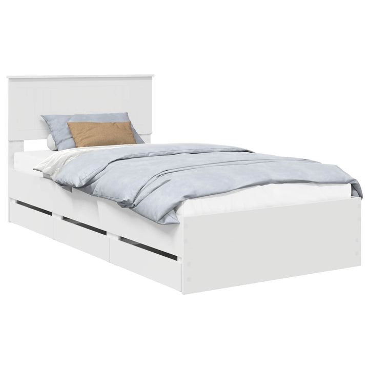 Sengestel med skuffe Hvid 100 x 200 cm Ingeniørtræ