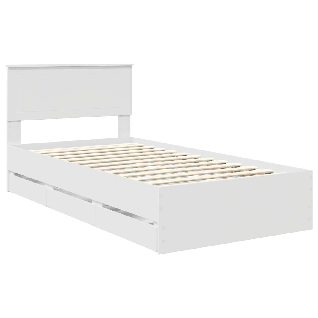 Sengestel med skuffe Hvid 100 x 200 cm Ingeniørtræ