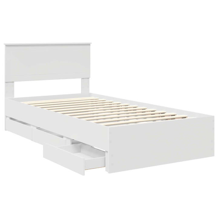 Sengestel med skuffe Hvid 100 x 200 cm Ingeniørtræ