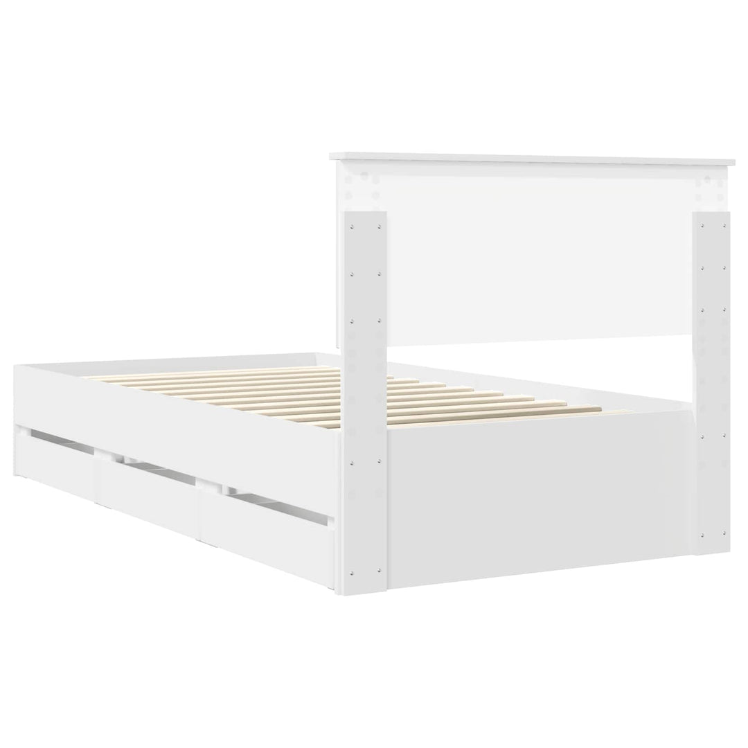Sengestel med skuffe Hvid 100 x 200 cm Ingeniørtræ