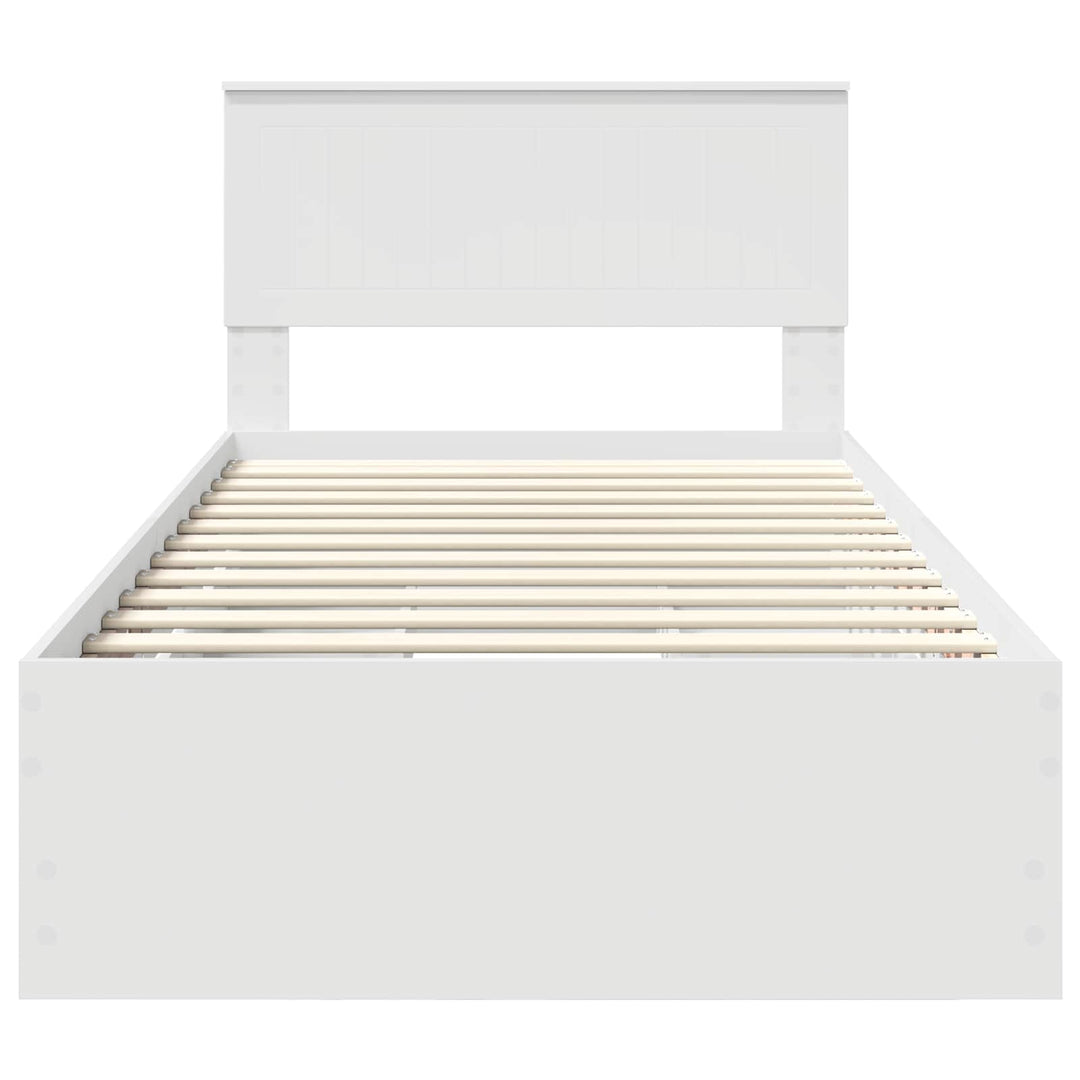 Sengestel med skuffe Hvid 100 x 200 cm Ingeniørtræ