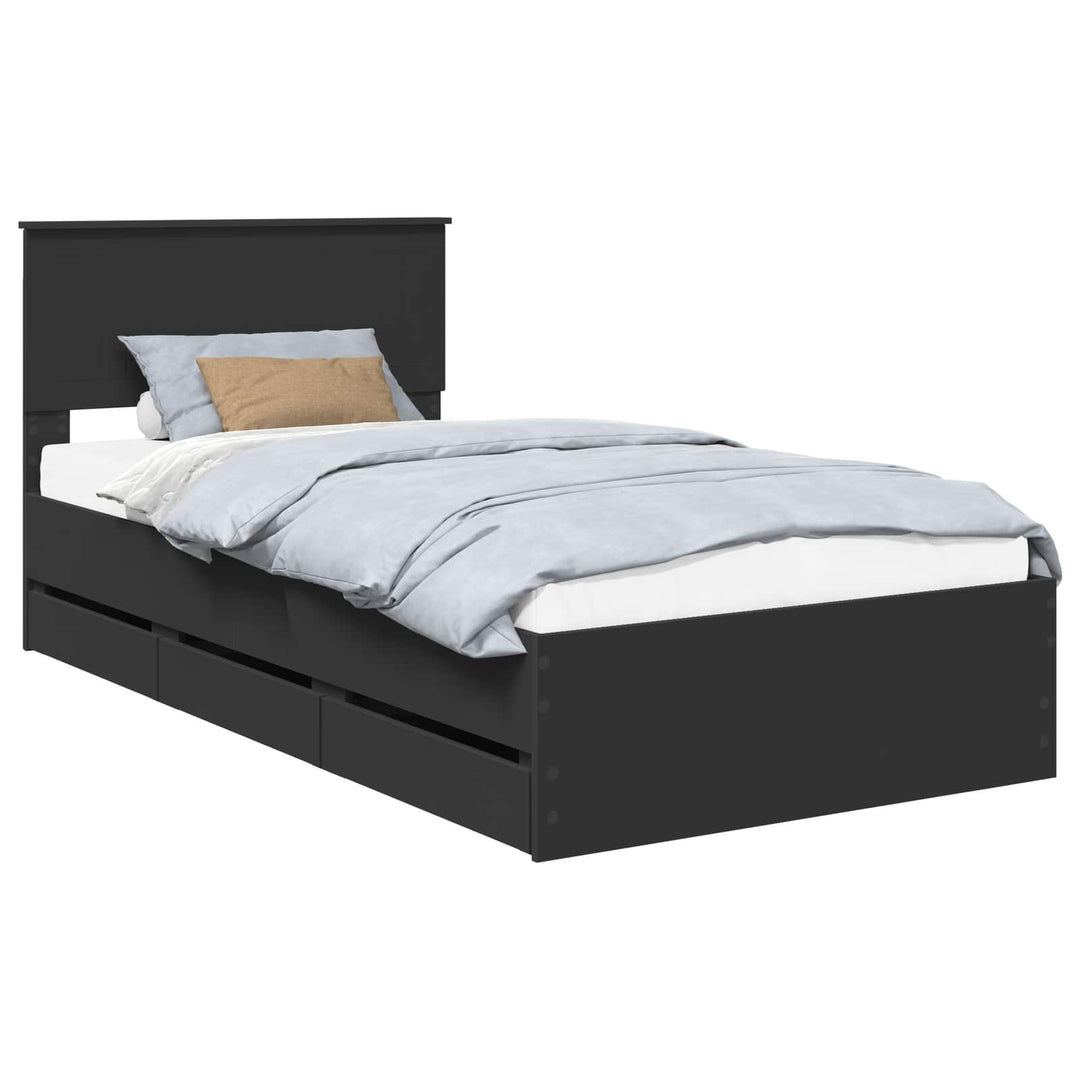 Sengestel med skuffe Sort 100 x 200 cm Ingeniørtræ