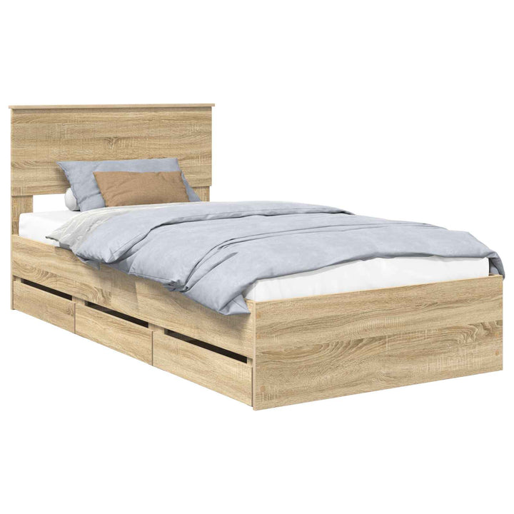 Sengestel med skuffe Sonoma eg 100 x 200 cm Ingeniørtræ