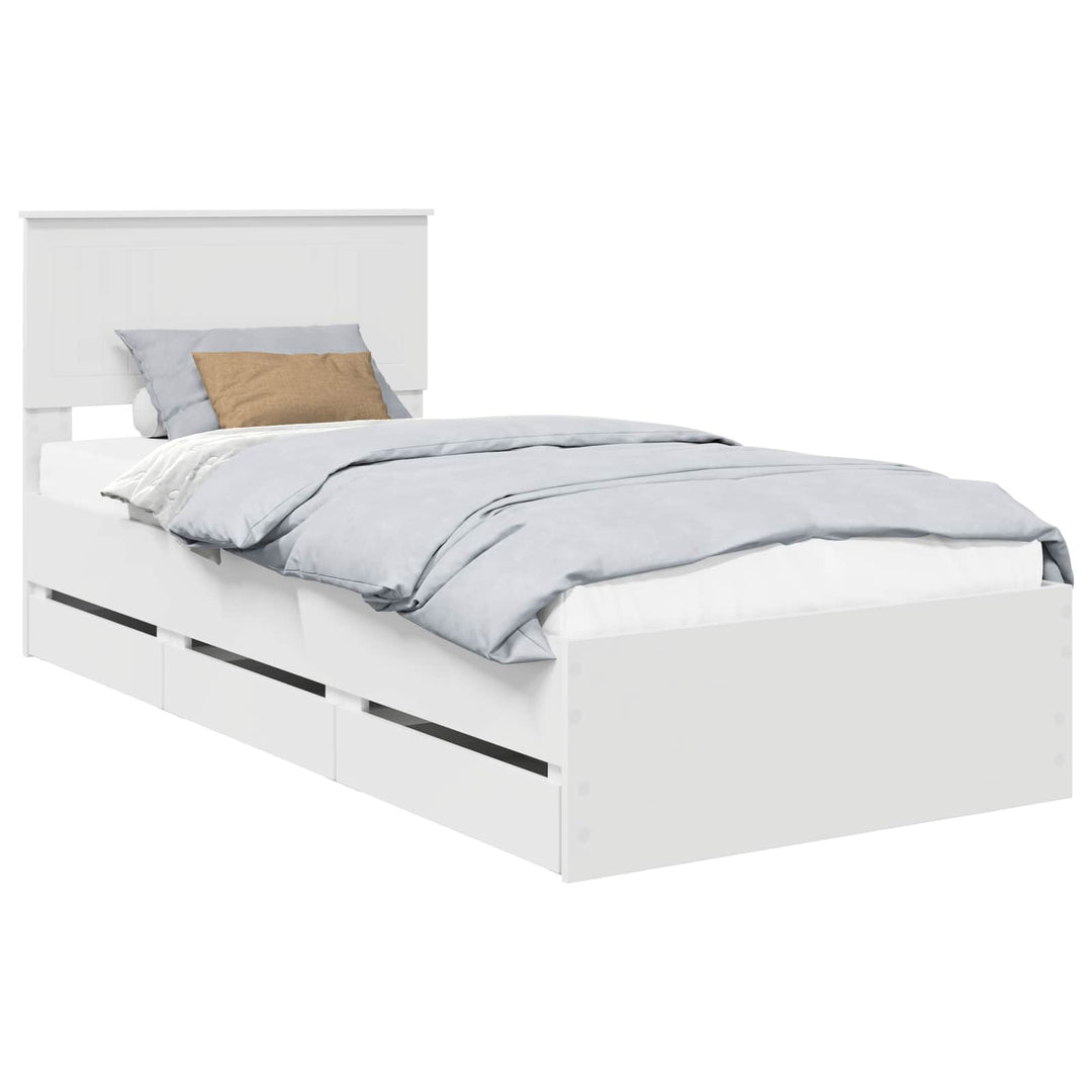 Sengestel med skuffe Hvid 90 x 200 cm Ingeniørtræ