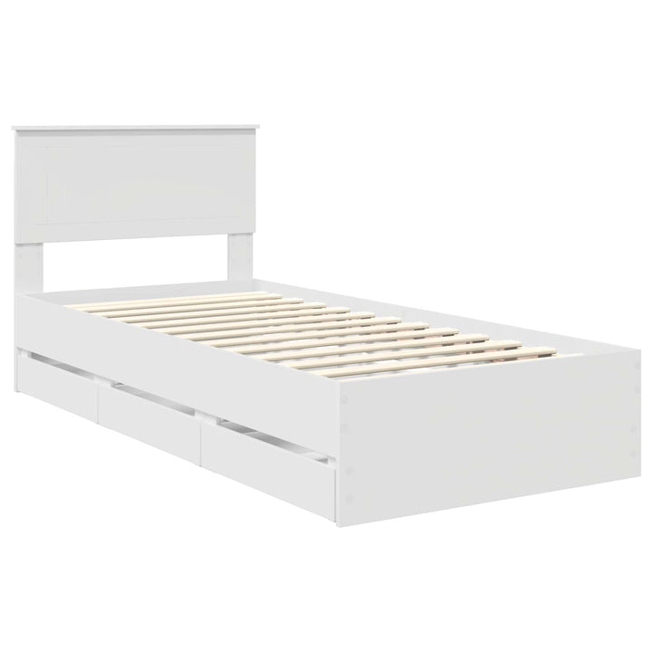 Sengestel med skuffe Hvid 90 x 200 cm Ingeniørtræ