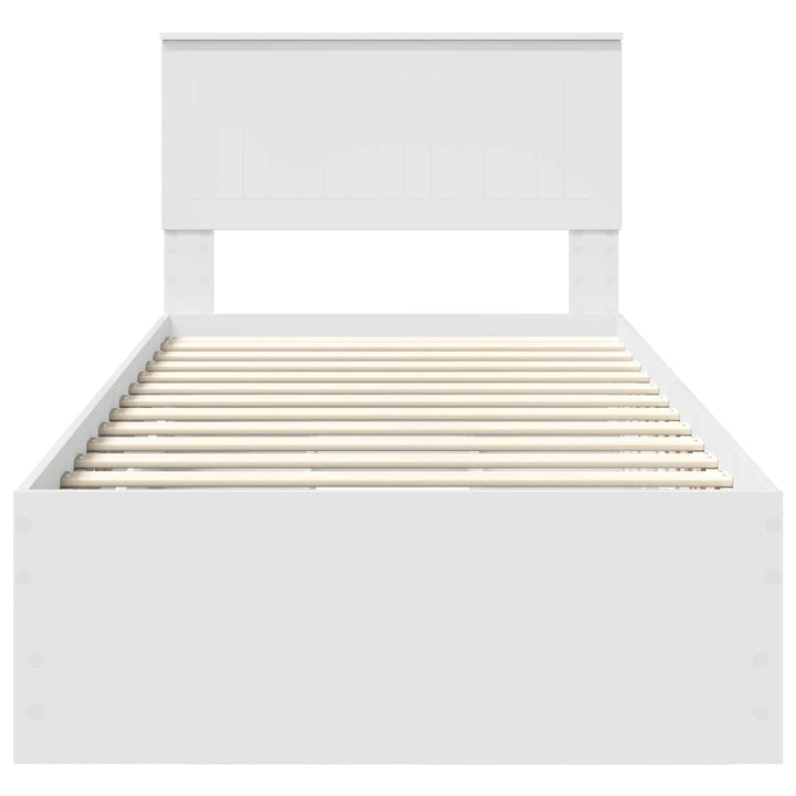 Sengestel med skuffe Hvid 90 x 200 cm Ingeniørtræ