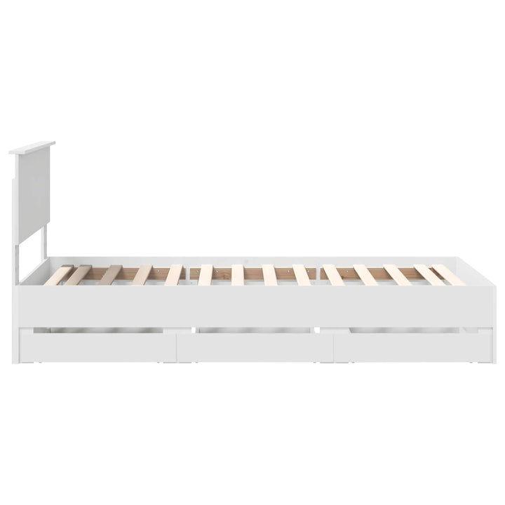 Sengestel med skuffe Hvid 90 x 200 cm Ingeniørtræ