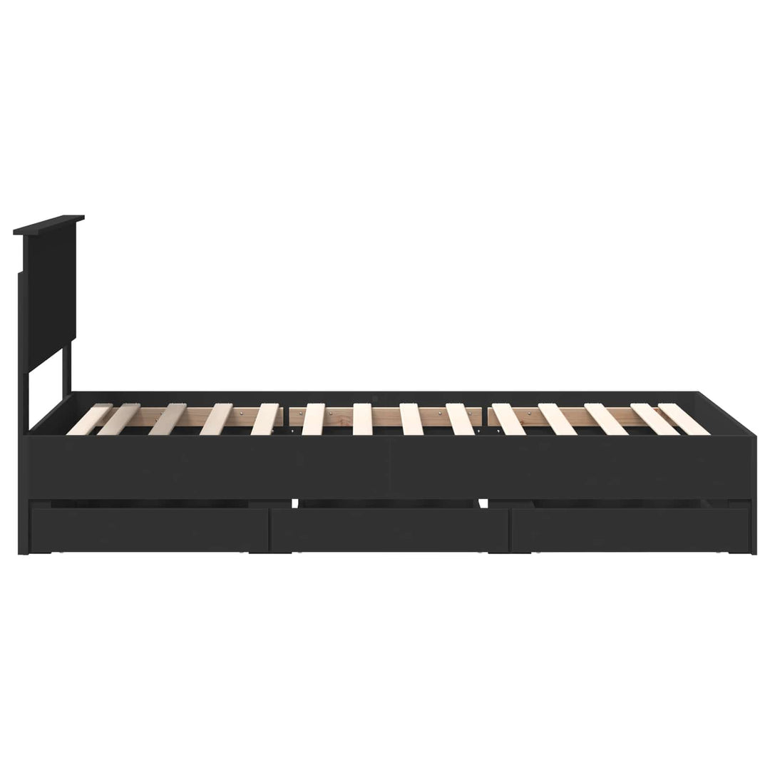 Sengestel med skuffe Sort 90 x 200 cm Ingeniørtræ