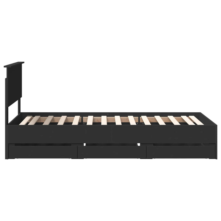 Sengestel med skuffe Sort 90 x 200 cm Ingeniørtræ