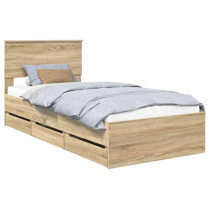 Sengestel med skuffe Sonoma eg 90 x 200 cm Ingeniørtræ