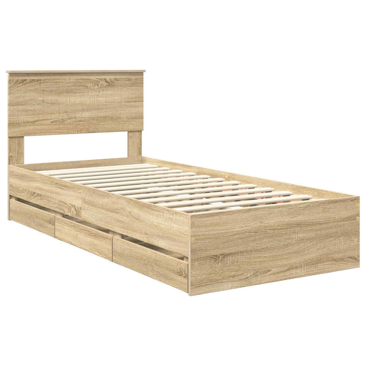 Sengestel med skuffe Sonoma eg 90 x 200 cm Ingeniørtræ