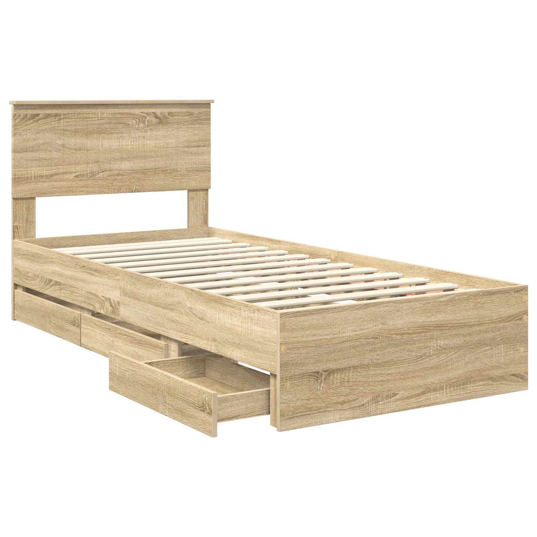 Sengestel med skuffe Sonoma eg 90 x 200 cm Ingeniørtræ