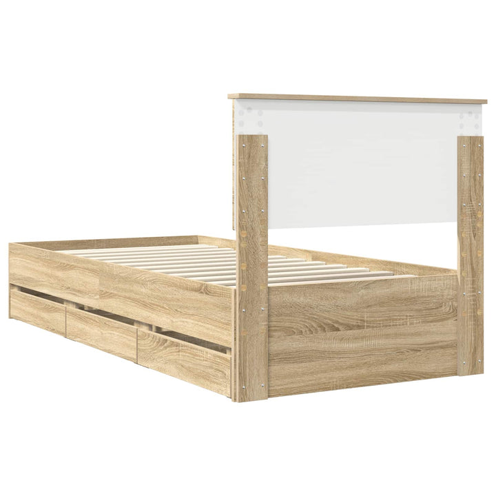 Sengestel med skuffe Sonoma eg 90 x 200 cm Ingeniørtræ