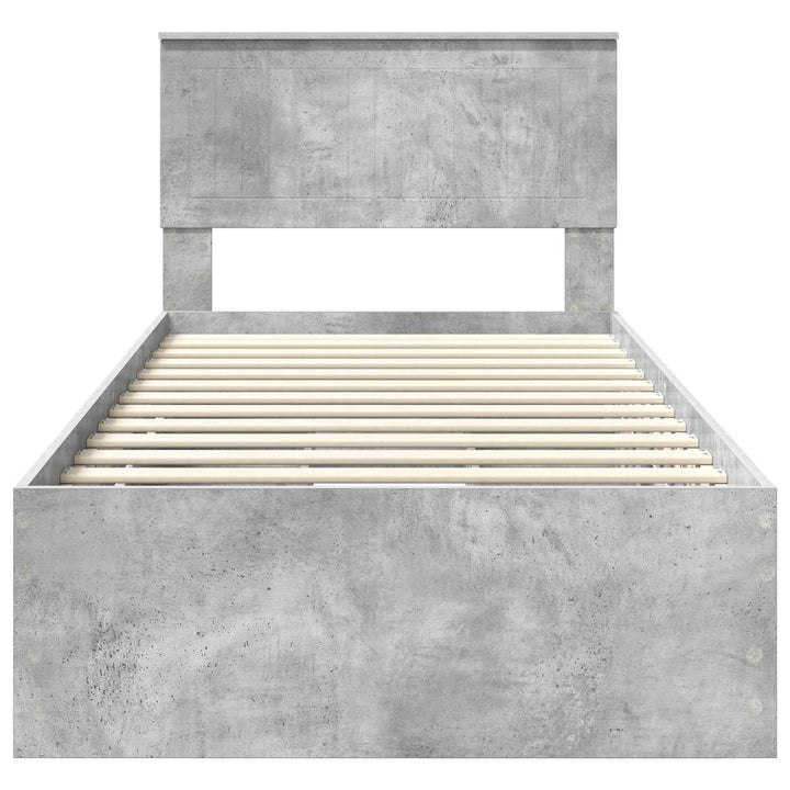 Sengestel med skuffe Beton Grå 90 x 200 cm Ingeniørtræ