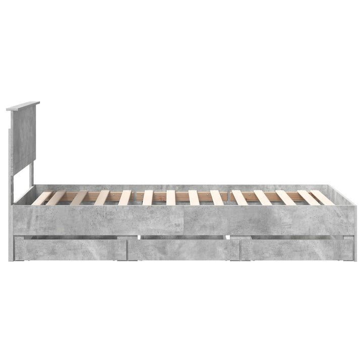 Sengestel med skuffe Beton Grå 90 x 200 cm Ingeniørtræ