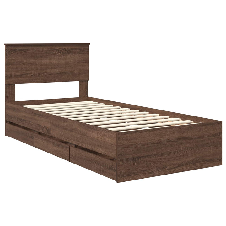 Sengestel med skuffe Brun eg 90 x 200 cm Ingeniørtræ