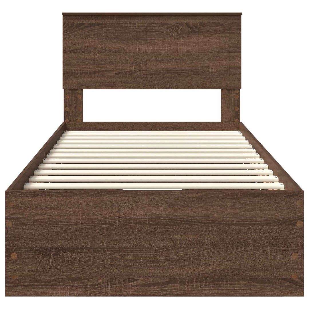 Sengestel med skuffe Brun eg 90 x 200 cm Ingeniørtræ