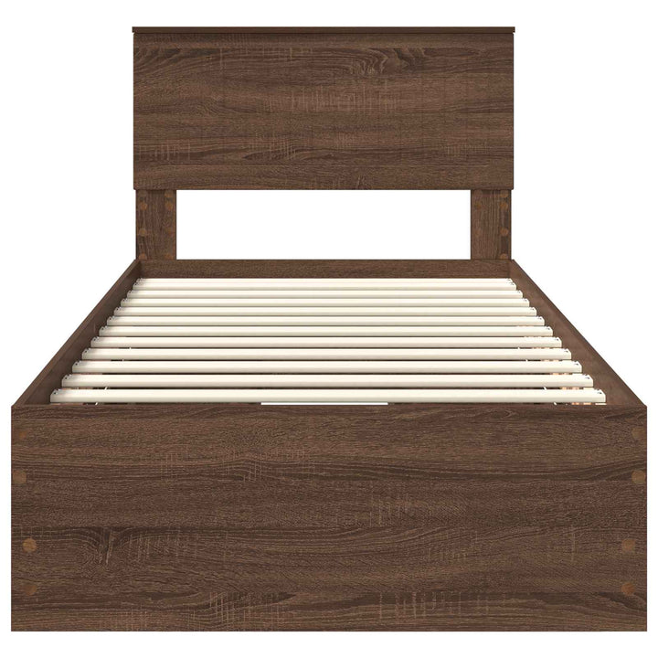 Sengestel med skuffe Brun eg 90 x 200 cm Ingeniørtræ