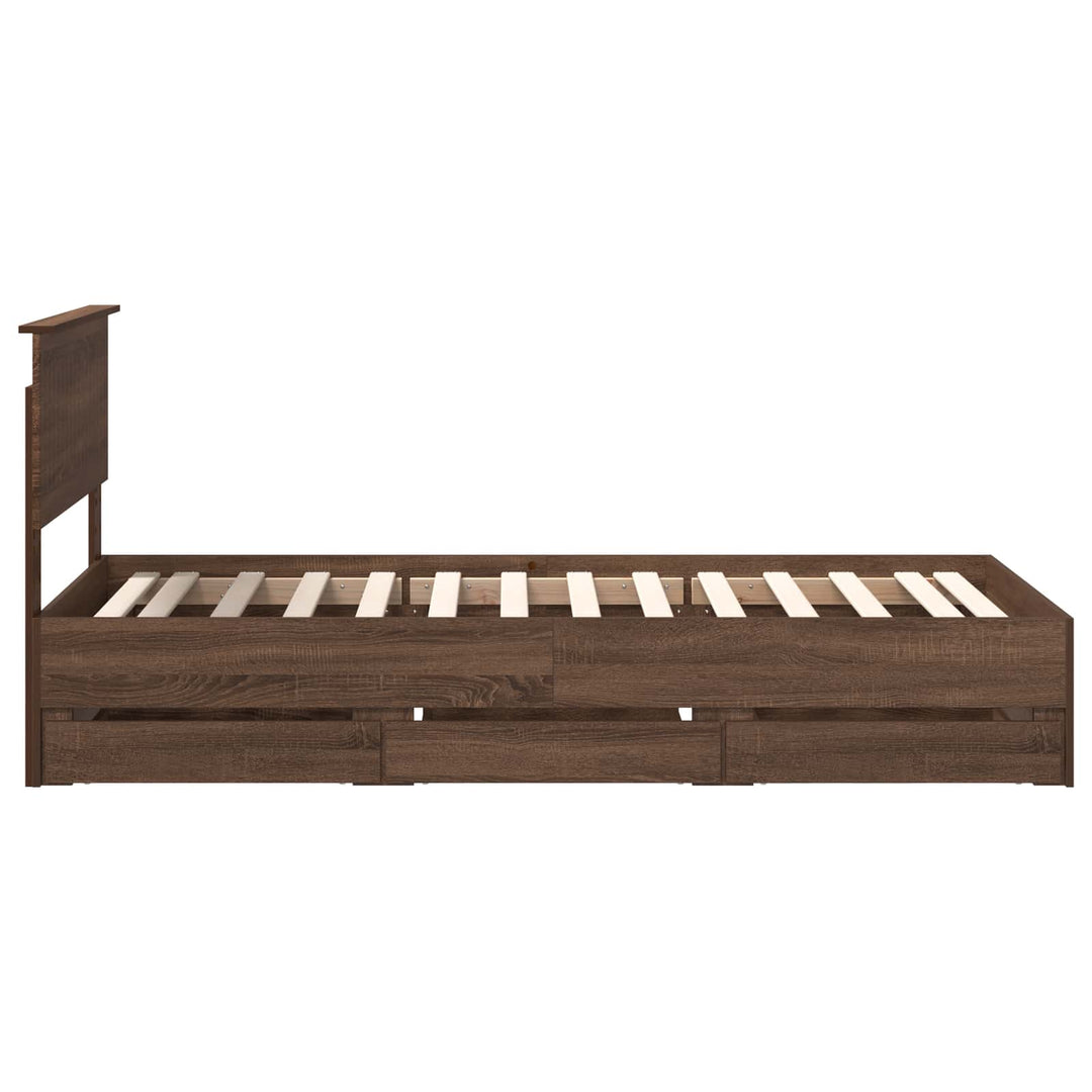 Sengestel med skuffe Brun eg 90 x 200 cm Ingeniørtræ